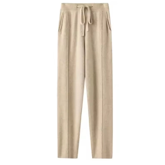 "Luxury Cashmere Jogging Pants for Women: High Waisted with Drawstring - Fall &amp; Winter 2024"