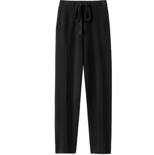 "Luxury Cashmere Jogging Pants for Women: High Waisted with Drawstring - Fall &amp; Winter 2024"