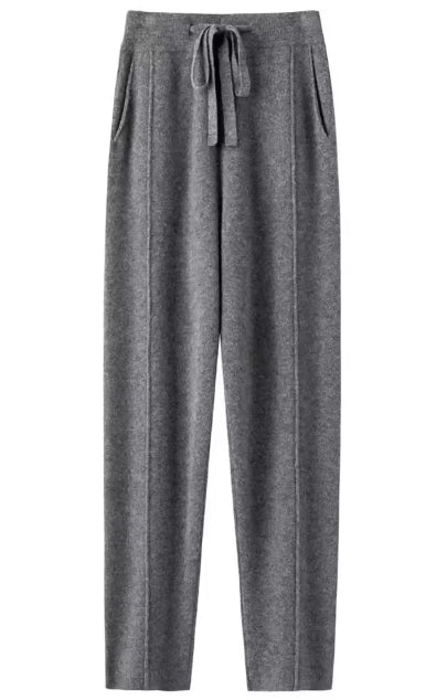 "Luxury Cashmere Jogging Pants for Women: High Waisted with Drawstring - Fall &amp; Winter 2024"