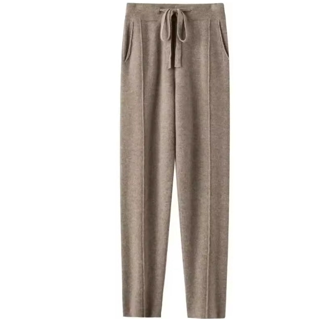 "Luxury Cashmere Jogging Pants for Women: High Waisted with Drawstring - Fall &amp; Winter 2024"